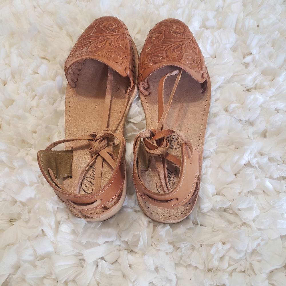 Mexican sandals Lace up 100%leather - Picture 7 of 8